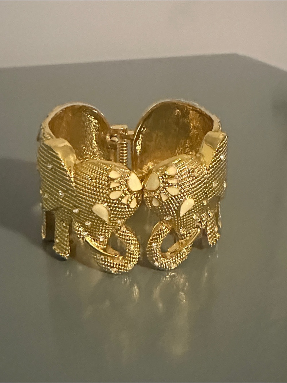 Gold Elephant Motif Hinged Cuff Bracelet by Lilly Pulitzer